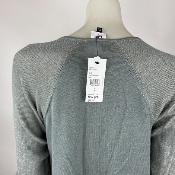 CAbi 5132 Open Front Pocket Cardigan Long Sleeve Drape Sweater Sage Women S NWT - Picture 7 of 12